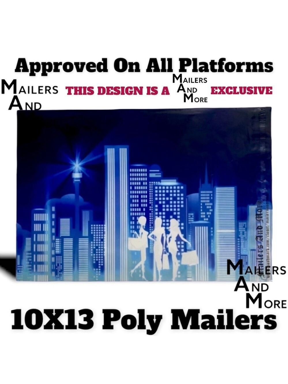25 10X13 Poly Mailers Posh Girls Shipping Envelopes PRICE IS FIRM City Lights - Picture 5 of 6